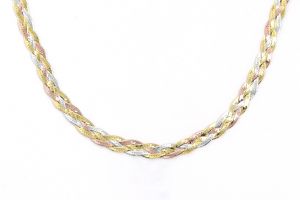 Ezüst nyaklánc 4 szállal fonott trikolor 7mm - 