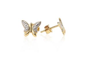 Arany és fehér arany fülbevaló pillangó - Arany fülbevaló