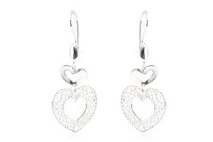 Ezüst fülbevaló beakasztós áttört szívmintával - Ezüst fülbevaló