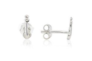 Ezüst fülbevaló bedugós apró hegedű - 