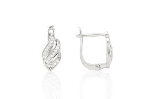 Ezüst fülbevaló franciakapcsos áttört köves levélmintás ródiumbevonatos - Baba és gyermek arany nyaklánc