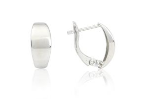 Ezüst fülbevaló franciakapcsos lemezes ívelt fényes ródiumbevonatos - Ezüst medál