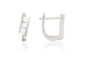 Ezüst fülbevaló franciakapcsos modern szögletes köves ródiumbevonatos - Arany nyaklánc