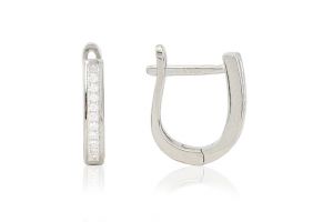 Ezüst fülbevaló franciazáras keskeny kivitelű apró fehér kövekkel - Ezüst gyerek fülbevalók