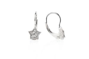 Ezüst fülbevaló patentzáras csillag fehér kövekkel - Ezüst nyaklánc