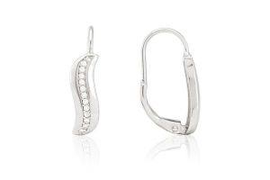 Ezüst fülbevaló patentzáras elegáns hullámmintás ródiumbevonatos - Ezüst nyaklánc