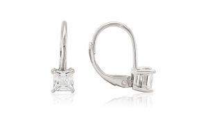 Ezüst fülbevaló patentzáras kocka alakú fehér kővel - Ezüst nyaklánc