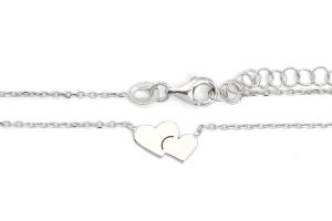 Ezüst nyaklánc fényes dupla szív medállal - Ezüst nyaklánc