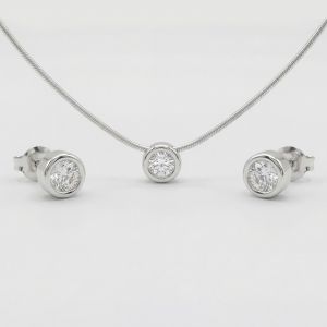 Button apró fehér köves ezüst ékszerszett - Szettek