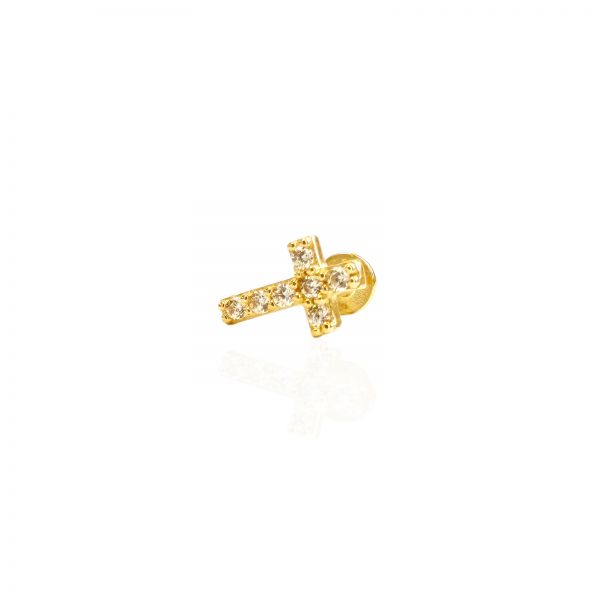 Hit, stílus, ragyogás – Arany kereszt piercing kristályokkal