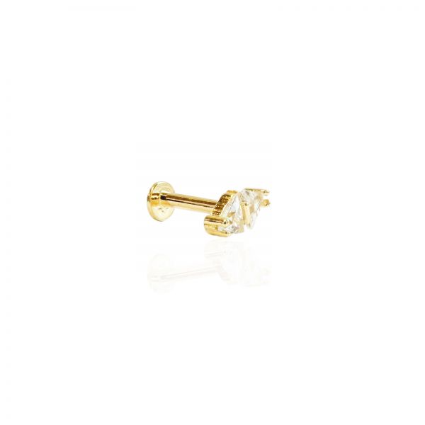 Geometrikus elegancia – Arany piercing háromszög kristállyal