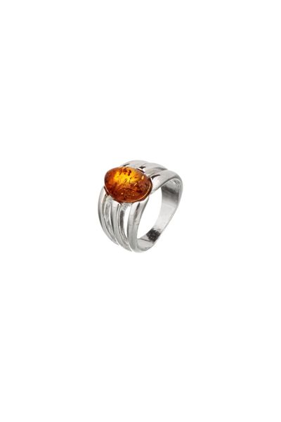 Borostyánköves ezüst gyűrű r-1194