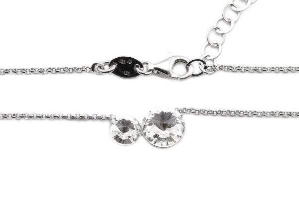 Ezüst karkötő csiszolt dupla gömb medállal ródiumbevonatos