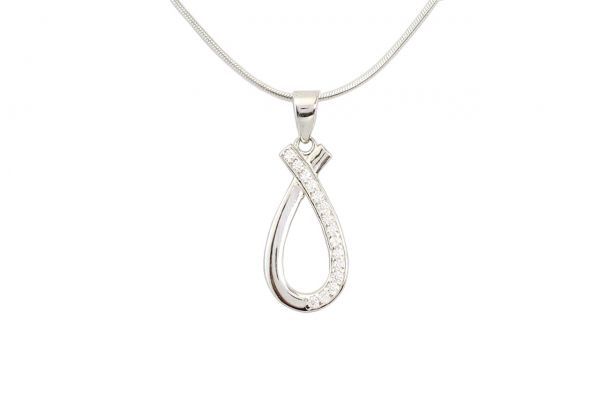 Ezüst medál csepp alakú áttört félig köves