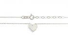 Fehér arany nyaklánc vékony Anker félig köves szívecske medállal