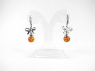 Masni és borostyángömb ezüst fülbevaló