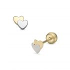 LISA arany és fehér arany baba és gyermek fülbevaló csavaros dupla szívecske JTAG-0280-18