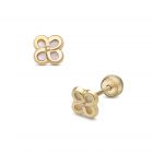 LISA arany gyermek fülbevaló csavaros virág gyöngyház belsővel JTAG-0291-18