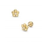 LISA arany baba fülbevaló csavaros fényes virág JTAG-0328--18